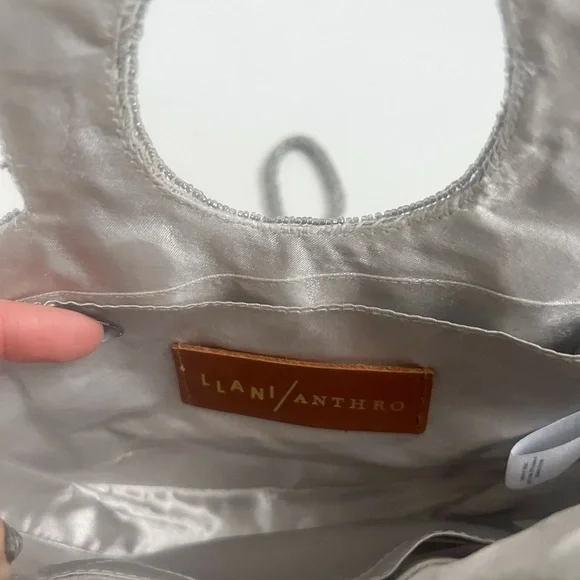 Anthropologie | Llani Silver Beaded Heart Bag - Picture 5 of 6